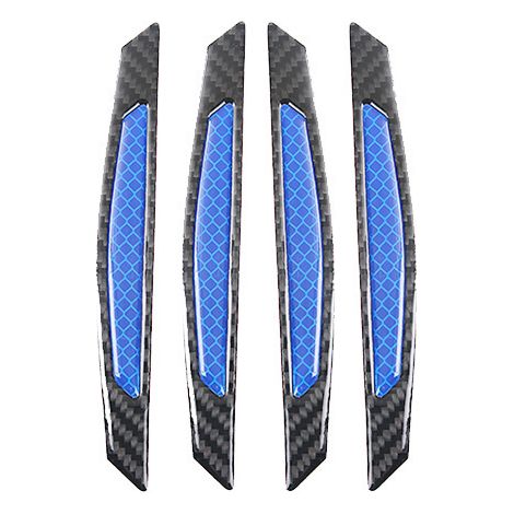 Lot de 4 autocollants de bord de portière de voiture 3D super réfléchissants rouges en véritable fibre de carbone noire, protection anti-rayures univ