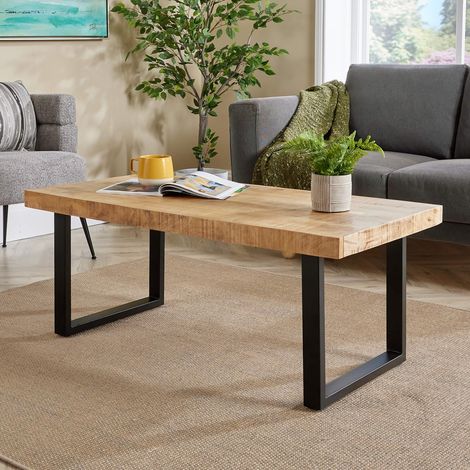 Rectangular Mango Wood Table Solid Iron Legs 112cm Home Living Furniture Unit (1/5)