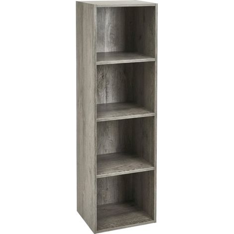 Libreria Scaffale 4 Vani Mobile Soggiorno Ufficio Casa 30x24x106 Cm Rovere Grigio