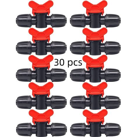 Lot 30 vannes interrupteur – PE – tuyau 16 mm – verrou barbelé – connecteur valve – irrigation goutte à goutte