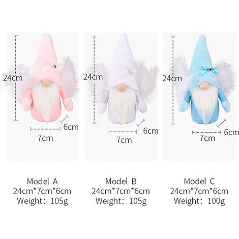 Gnome de Noël sans visage, poupée en plumes artificielles, gnome de Noël fait main, ange, lutin suédois, décoration de Noël, ornements