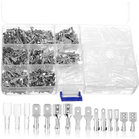 540 pièces Kit Connecteurs Mâle et Femelle Cosse Électrique Plate avec Boîte de Rangement Connexion Stable et Installation Facile pour Câblage Électrique (1/5)