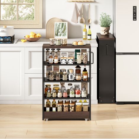 Mueble auxiliar con ruedas y estantes MDF 20 cm OKMYHOME (1/5)