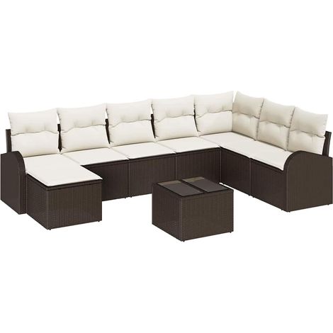 Maison Exclusive - Sofa Set mit Kissen 9 pcs Braun und Weiß Poly-