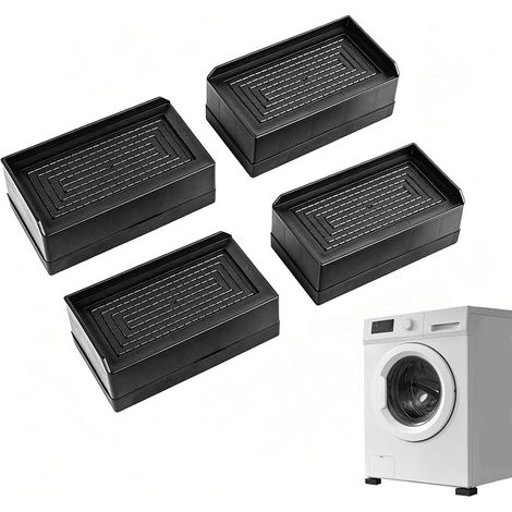 4 Piece Furniture Riser 4 cm Furniture Leg Riser Bed and Table Legs Sofa Leg Non-Slip for Washing Machine Legs Tables and Sofas Black Rectangular (1/5)