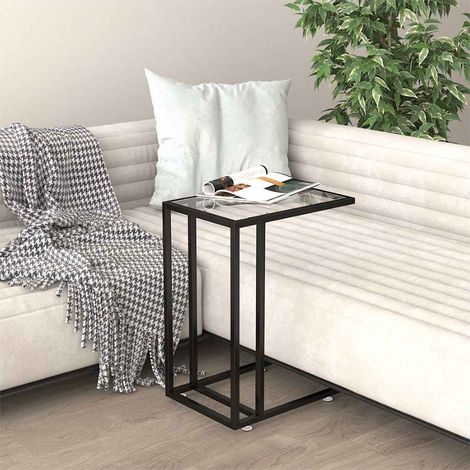 Table d'appoint ordinateur Transparent 50x35x65 cm Verre trempé (1/5)