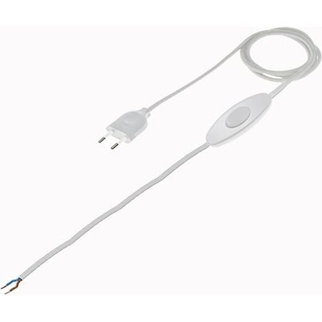 Lamp Cable 1.5 m White Cable with Switch Euro Power Cable Cord with Switch and Plug (1/4)