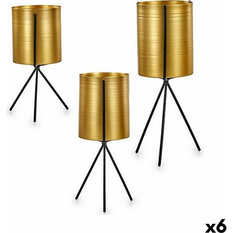 Gift-decor Set de 6 Pots de Fleurs Noir Doré Métal (1/2)