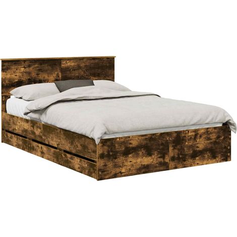 Maison Exclusive - Struttura del letto con cassetto Rovere fumé 135 x 190 cm (1/5)