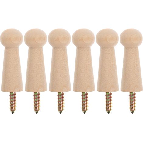 6 crochets muraux bois, pour entrée et chambre et mur intérieur (1/5)