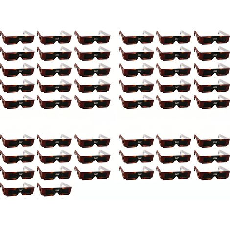 Lunettes d'observation d'éclipse solaire 2026, certifiées CE et ISO, motifs Soleil Rouge, protection solaire sécurisée, lot de 50.