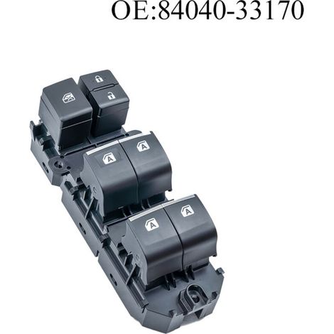 84040-33170 Bouton de commande de vitre de voiture, compatible avec les modèles Toyota Camry et C-HR de 2018 à 2020, commande la montée et la descente des vitres électriques.