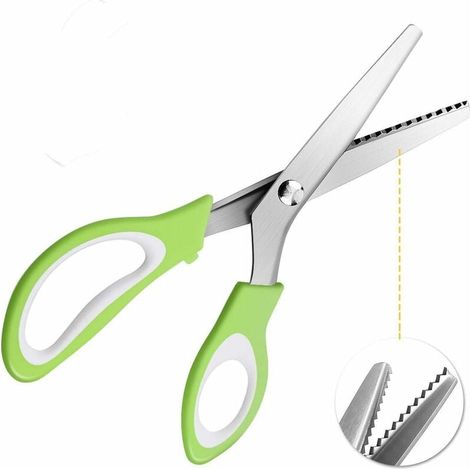 Ciseaux à denteler Ciseaux Cranteurs de Couture pour Tissu Qualité Professionnelle 24cm- Verts (1/5)