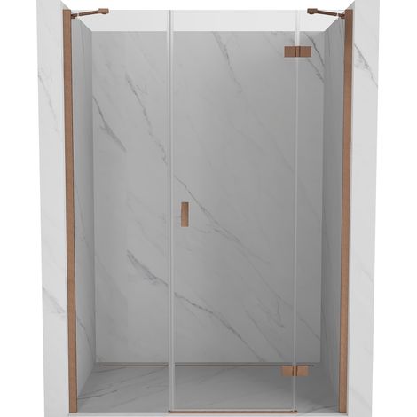 Porte de douche pivotante droite Mexen Mist-H 145 cm, transparent, cuivre brossé - 8A5-145-001-65-00-P (1/5)