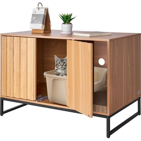 VEVOR Mobile per Lettiera per Gatti, Mobiletto per Lettiera Nascosta da 80 cm con Tiragraffi e Contenitore, Tavolino Impermeabile per Toilette per Gatti, per Camera da Letto e Soggiorno