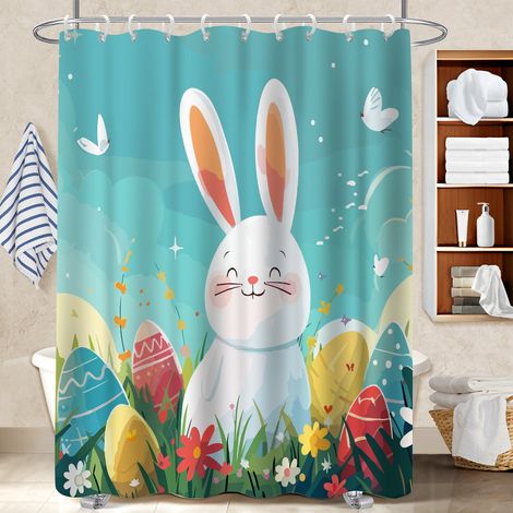 Rideau de bain 180x180 naturel polyester pour salle de bain pour une petite salle de bain (1/5)