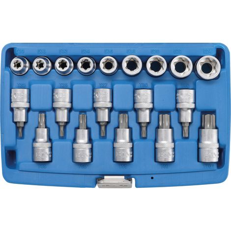 Set chiavi a bussola 12,5 mm (1/2") profilo a E / T (per Torx) 19 pz. (1/5)