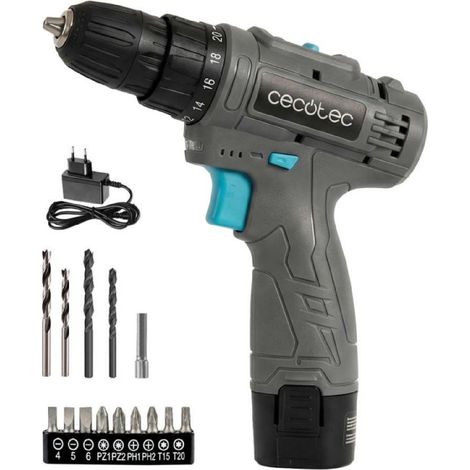 Cecotec Taladro a Batería PowerForce 1000. 12V 2000mAh, 2 Velocidades 400/1400rpm, Par de Apriete 28Nm en 20 Niveles, Luz LED (1/5)