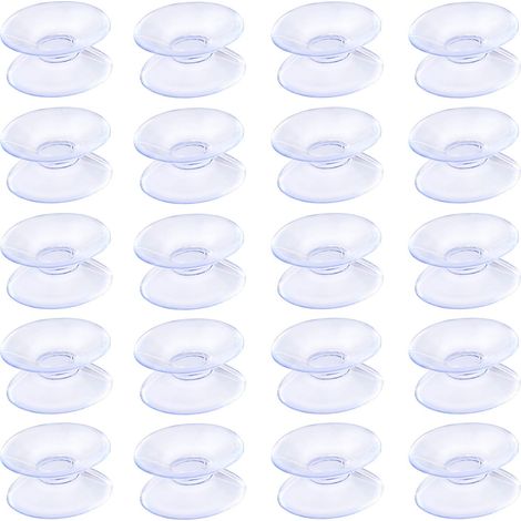 Ventouse Double Face - 2 cm - PVC Transparent - Pour Surface Lisse Verre Miroir Carrelage Métal - Lot de 20 (1/5)