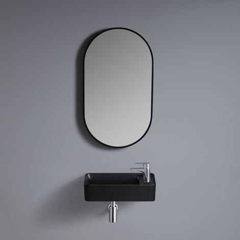 Lavabo sospeso ESSENZA L.40 x P.23 cm rettangolare nero ceramica