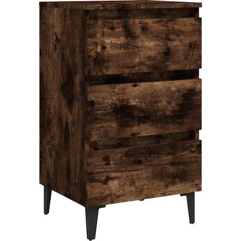 Maison Exclusive - Mesita de noche con patas de metal roble ahuma (1/5)