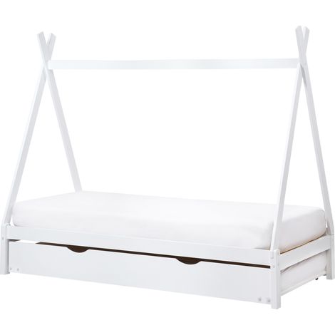 Cama nido infantil de madera de pino con somier de láminas y 90 x 200 cm blanco Talmontiers (1/5)