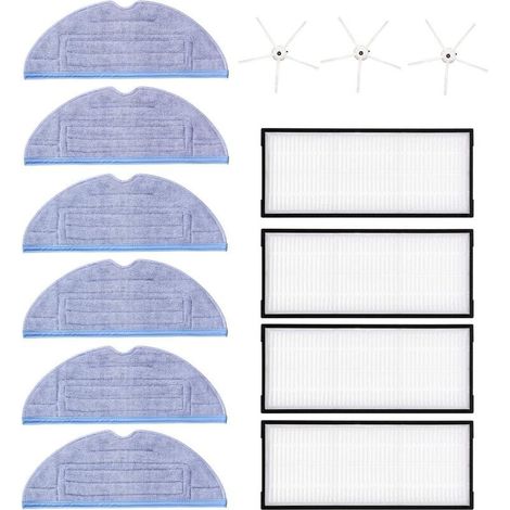 Accessoires de Serpillière pour Roborock S7 S7 plus, avec 6 D'origine Serpillière Chiffons en Microfibre,4 Hepa Filtres,3 Brosses Latérales, Compatibles Xiaomi Robot Aspirateur Rechange Set (1/3)