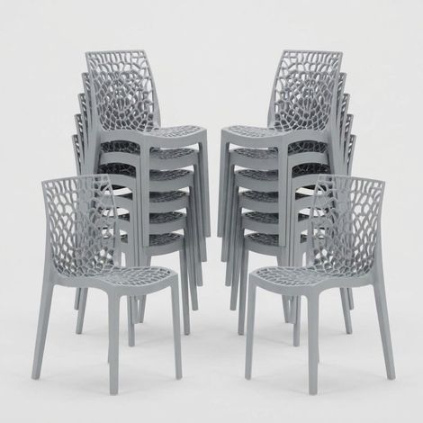 22 Silla de cocina o de comedor de Policarbonato Transparente Gruvyer - Gris (1/5)