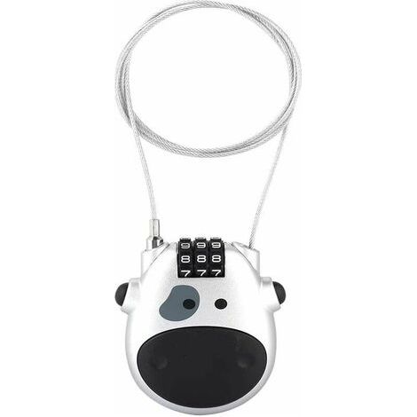 Serrure à combinaison de vélo, Câble Antivol Compact,Antivol Avec Code à 3 Chiffres,Antivol Câble Rétractable,Antivol Scooter, Antivol à Combinaison Vélo,Antivol Code Universel Argent (1/5)