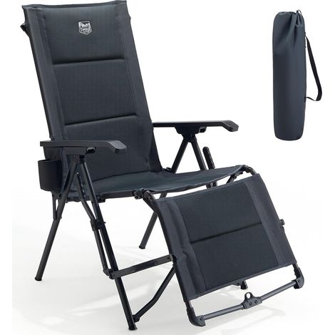 Chaise de Camping Pliable avec Repose-Pieds Dossier inclinable Fauteuil longue pliante Assise rembourrée confortable, charge 150kg, pour le camping, le jardin, le balcon et le camping-car (1/5)