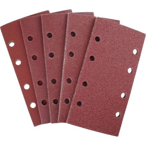Feuilles Abrasives 25 Pièces pour Ponceuse Orbitales 93 x 185 mm, 8 Trous, Papier Abrasif Rectangulaire de Grain 40/60/80/120/240 en Oxyde d'Aluminium, Idéale pour Poncer/Polir-- (1/5)
