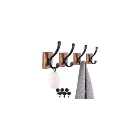 Crochets muraux en bois pour manteaux suspendus - Lot de 4 uncinetti muraux, uncinetti porte-tovaglioli en bois très résistants, uncinetti manteaux pour suspendre manteaux, clés, sac, tovagliolo, cuci