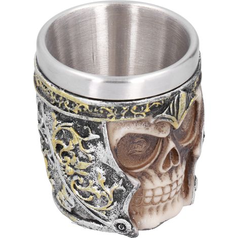 Totenkopfbecher aus Kunstharz mit Edelstahl-Innenbeschichtung, rostfrei, leicht, kleiner Wikingerbecher für Bar, Zuhause und Partys (1/5)