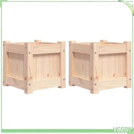 Jardinières - FAFEICY - 837395 - Bois de pin massif - Carré 31x31x31 cm - Pack 2 (1/5)