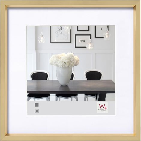 Cadre Photo Or 20 x 20 cm avec Passe-Partout, Cadre Plastique Style Acier ES220G (1/5)