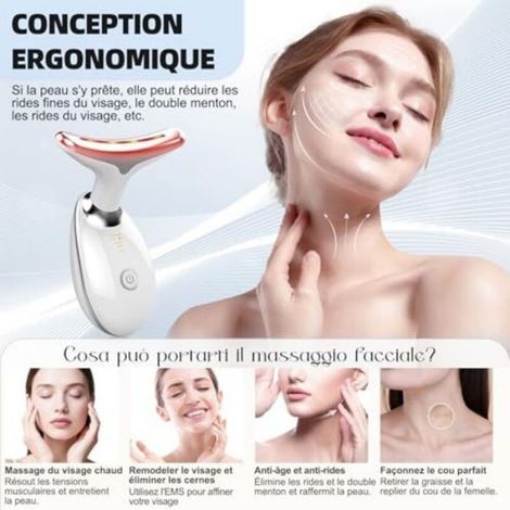 Appareil Anti Rides - EMS + Chauffage 45 °C + Lumière LED 7 Couleurs - Pour Soin Visage - 1 Pièce (1/5)