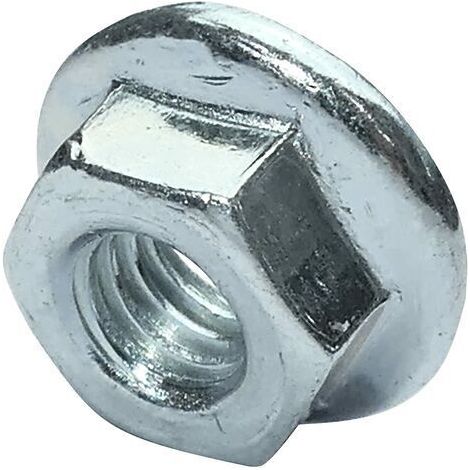 Pr C49643 - Lot de 100 écrous hexagonaux à collerette/embase crantée M6 Ø extérieur 13mm - en acier au carbone dureté 8 - écrou de sécurité autofreiné - DIN 6923 (1/2)