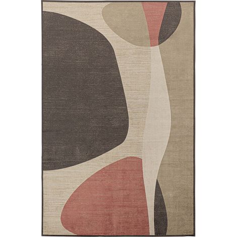 Tapis contemporain en viscose tons neutres douceur et élégance - Beige naturel nuances grises douces (1/4)