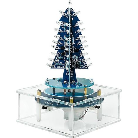 Kit de sapin de Noël à faire soi-même, Kit de sapin de Noël à faire soi-même, Lumières LED colorées, Kit d'entraînement à la soudure avec boîte à musique rotative 3D colorée (1/5)