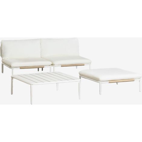 SKLUM Gartenset mit 2-teiliger modularer Sofa, Couchtisch und Pouf aus Roubly-Stahl Beige Mandel Rose