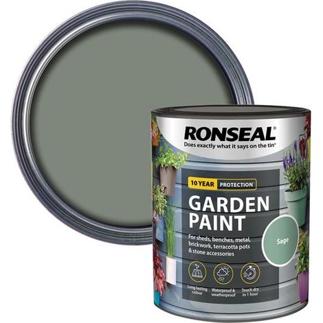 Ronseal 37395 Garden Paint Sage 750ml Exterior Outdoor Wood Shed Metal Brick (1/5)