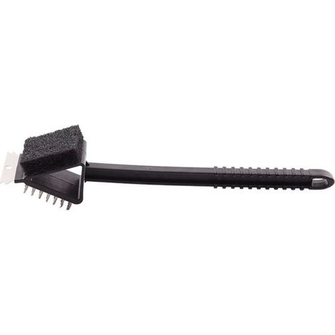 Brosse Barbecue - 3 En 1 Avec Grattoir Et Tampon À Récurer - Pour Barbecue Et Plancha - Longueur 36 Cm - 1 Pièce (1/5)