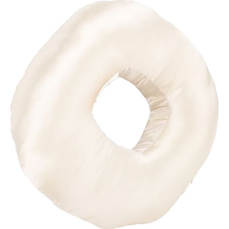 Coussin d'oreille en satin soyeux, en forme de donut, avec ouverture pour l'oreille, idéal pour les personnes dormant sur le côté, avec bouchons d'oreille et casque inclus. (1/5)