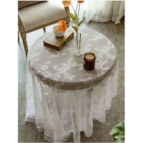 Nappe Rectangulaire Nappe en Dentelle Ronde Petite Table Ronde Nappe Nordique Rétro Blanc Nappe Dessert Table Couverture-Dentelle Rétro BlancNappe Ronde 140Cm (1/4)