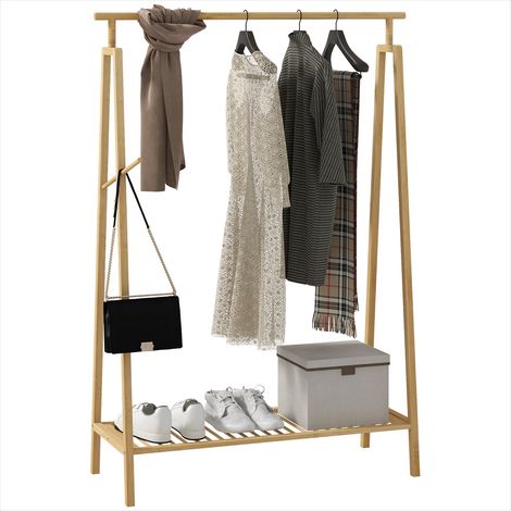 Porte-manteau Portant en bambou avec étagère à chaussures 110 x (1/5)