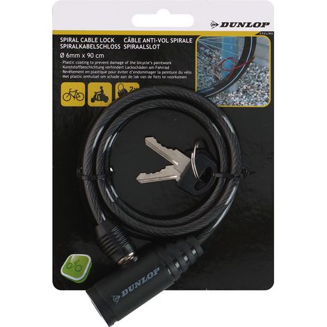 Antivol en spirale Dunlop 90 cm Jaune avec 2 clés (1/2)
