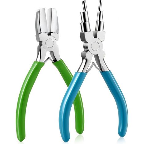 Ensemble de deux pinces à bijoux, outils de création de bijoux, pince pour la fabrication de pendentifs, pince en nylon, projets de loisirs créatifs, disponible en bleu, vert et argent (1/5)