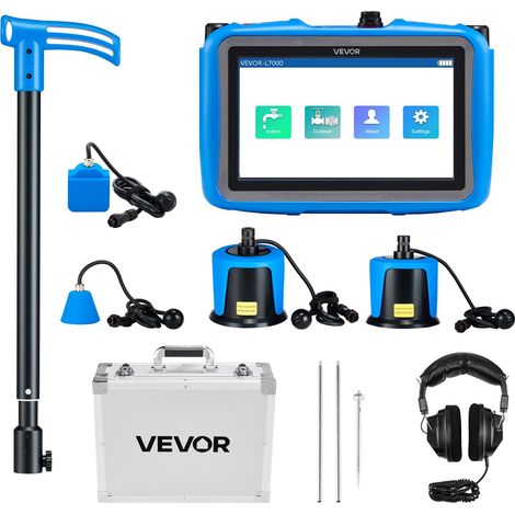 Détecteur de Fuite d'Eau Canalisations Profondeur 0,5-5 m, 1-10000 Hz, Écran Tactile LCD, avec 4 Capteurs, 3 Sondes d'Écoute, Casque, Carte SD 8 Go, Étui Transport, pour Plomberie Souterraine (1/5)