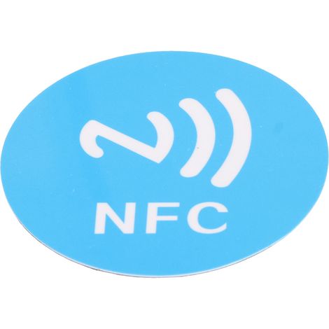 Lot de 20 étiquettes adhésives NFC ID5200 rondes de 40 mm, anti-interférences, avec impression NFC bleue. (1/5)