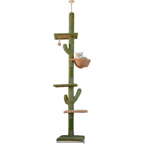 Katzenbaum, 5-stöckiges Design, verstellbare Höhe, grün (1/2)